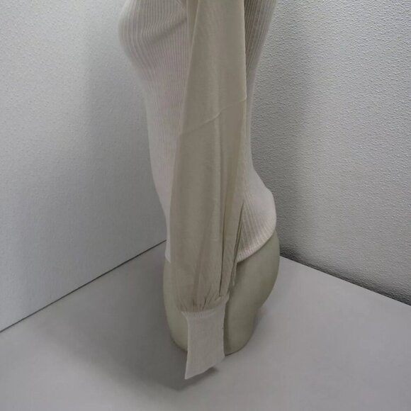 NEW D. EXTERIOR Womens Ribbed Tullle Long Sleeve Shirt Size S Beige - Picture 16 of 16